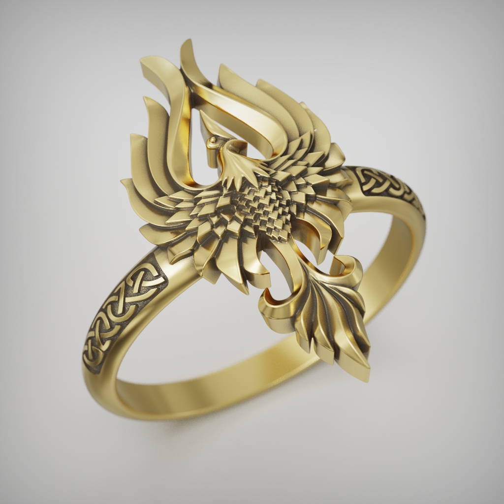 Celtic Phoenix Knot-Band Ring — view 6