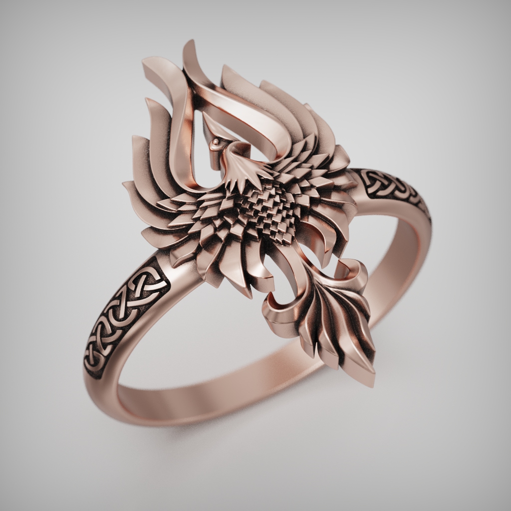 Celtic Phoenix Knot-Band Ring — view 7