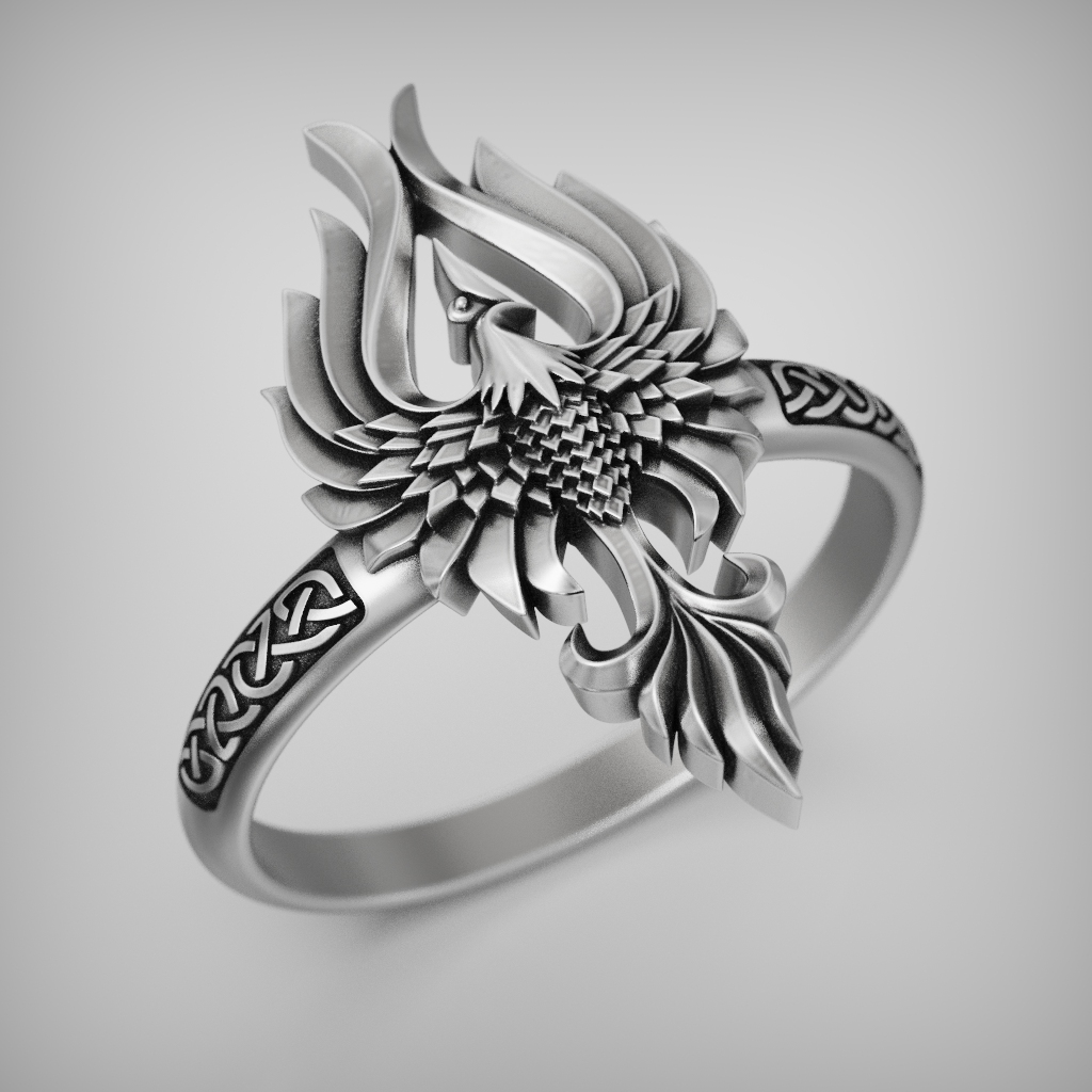 Celtic Phoenix Knot-Band Ring — view 3