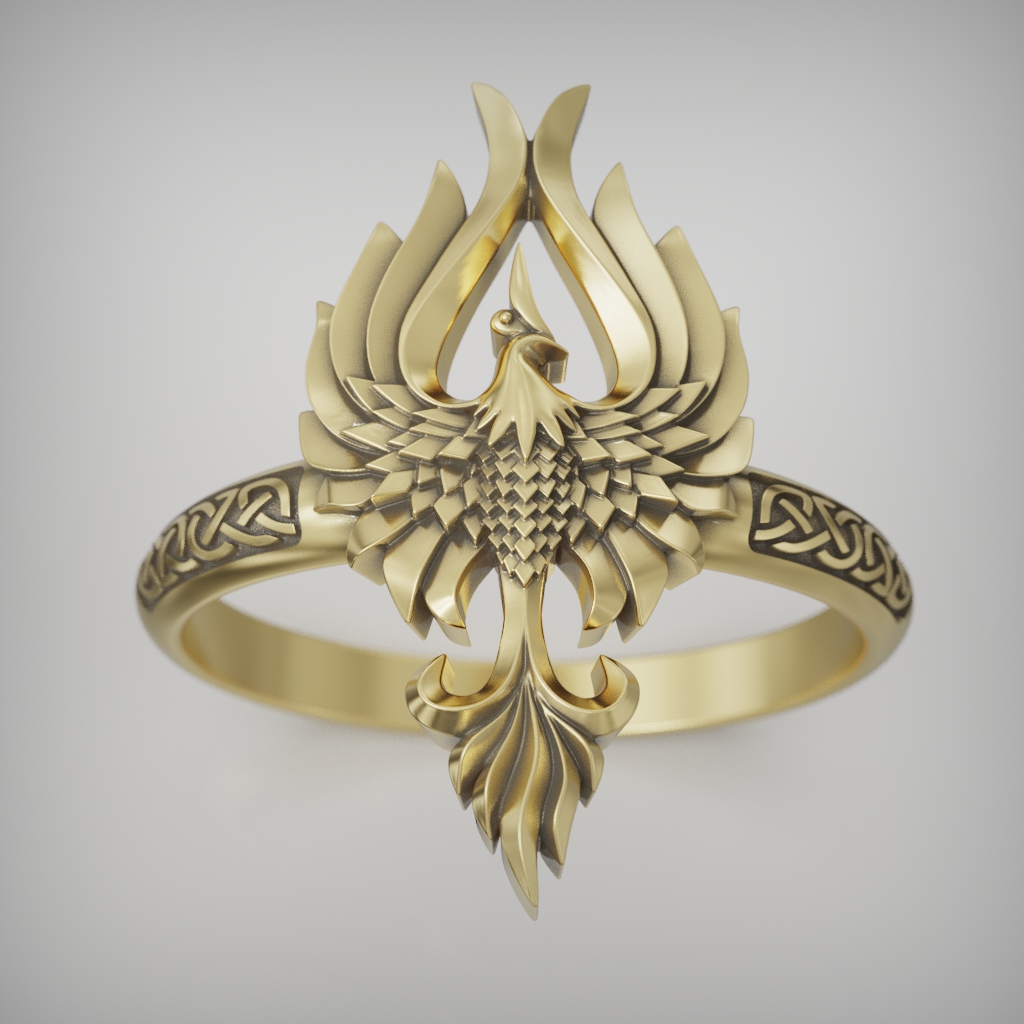 Celtic Phoenix Knot-Band Ring