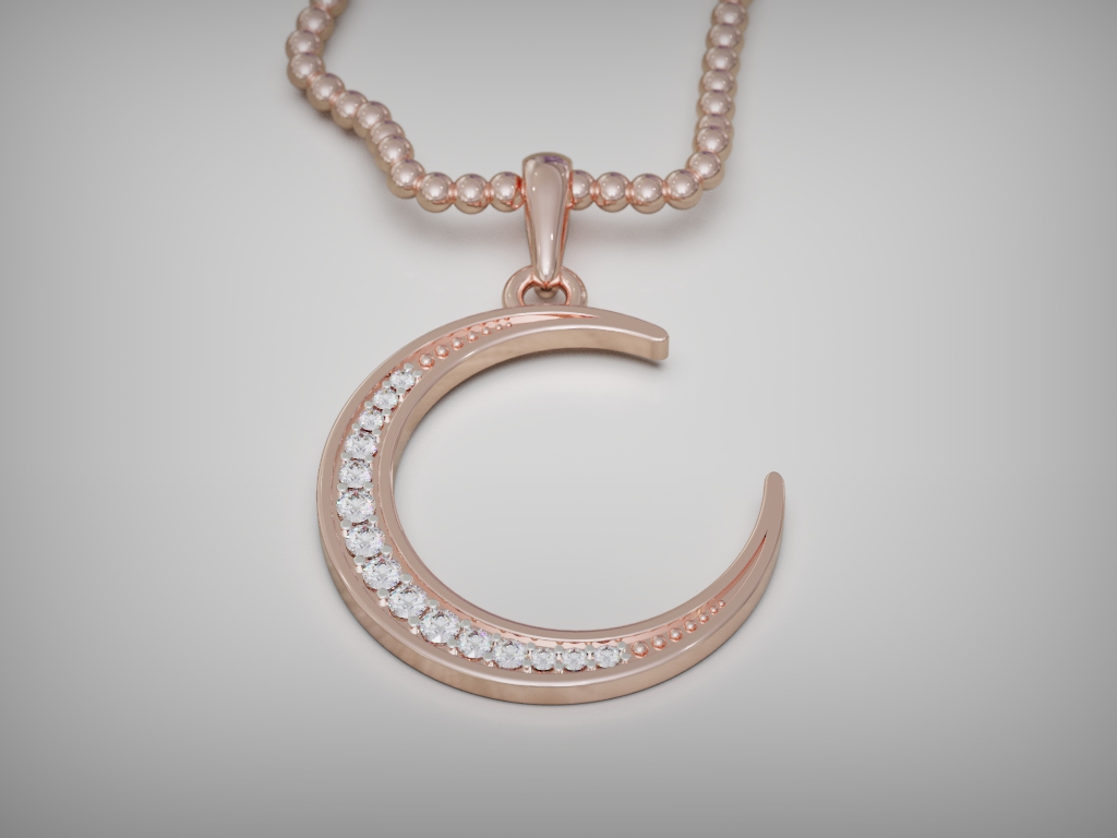 Gemstone Crescent Moon Pendant