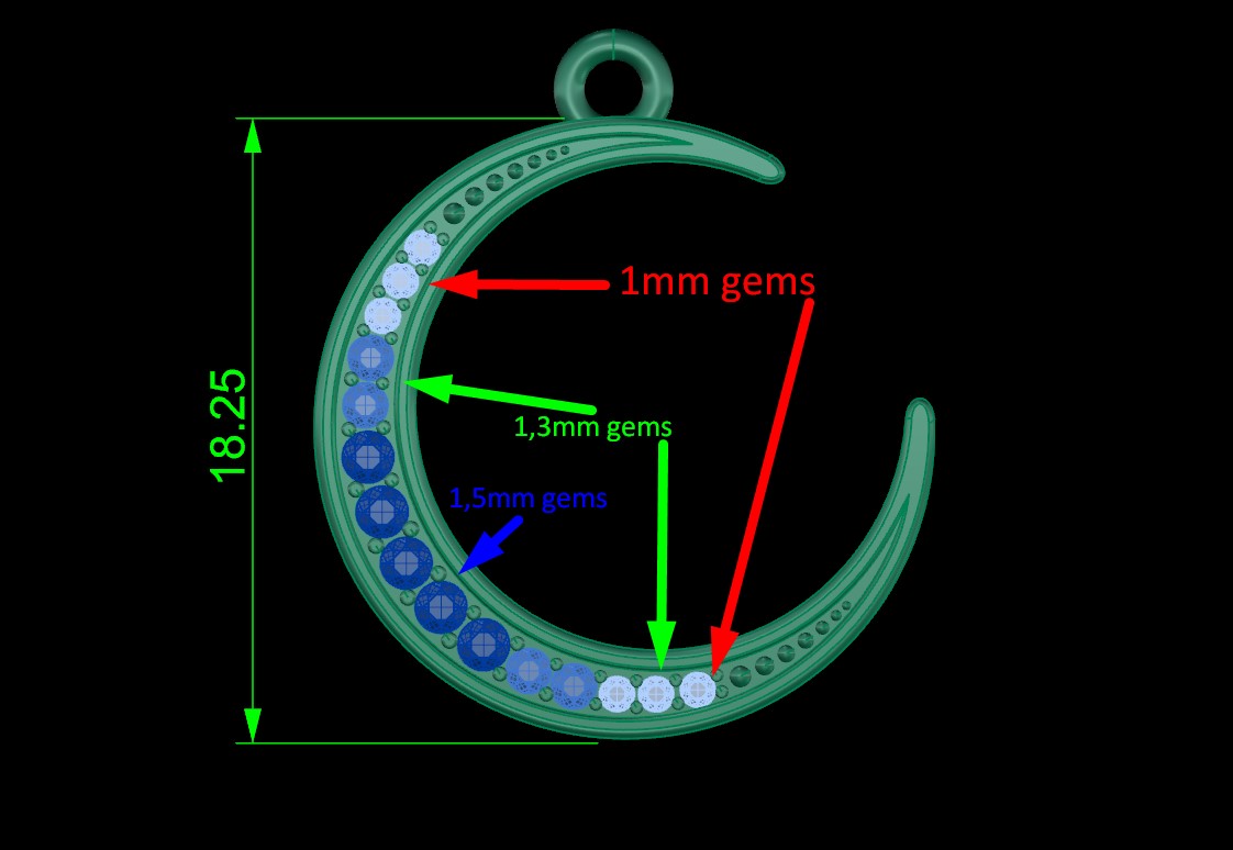 Gemstone Crescent Moon Pendant — view 8