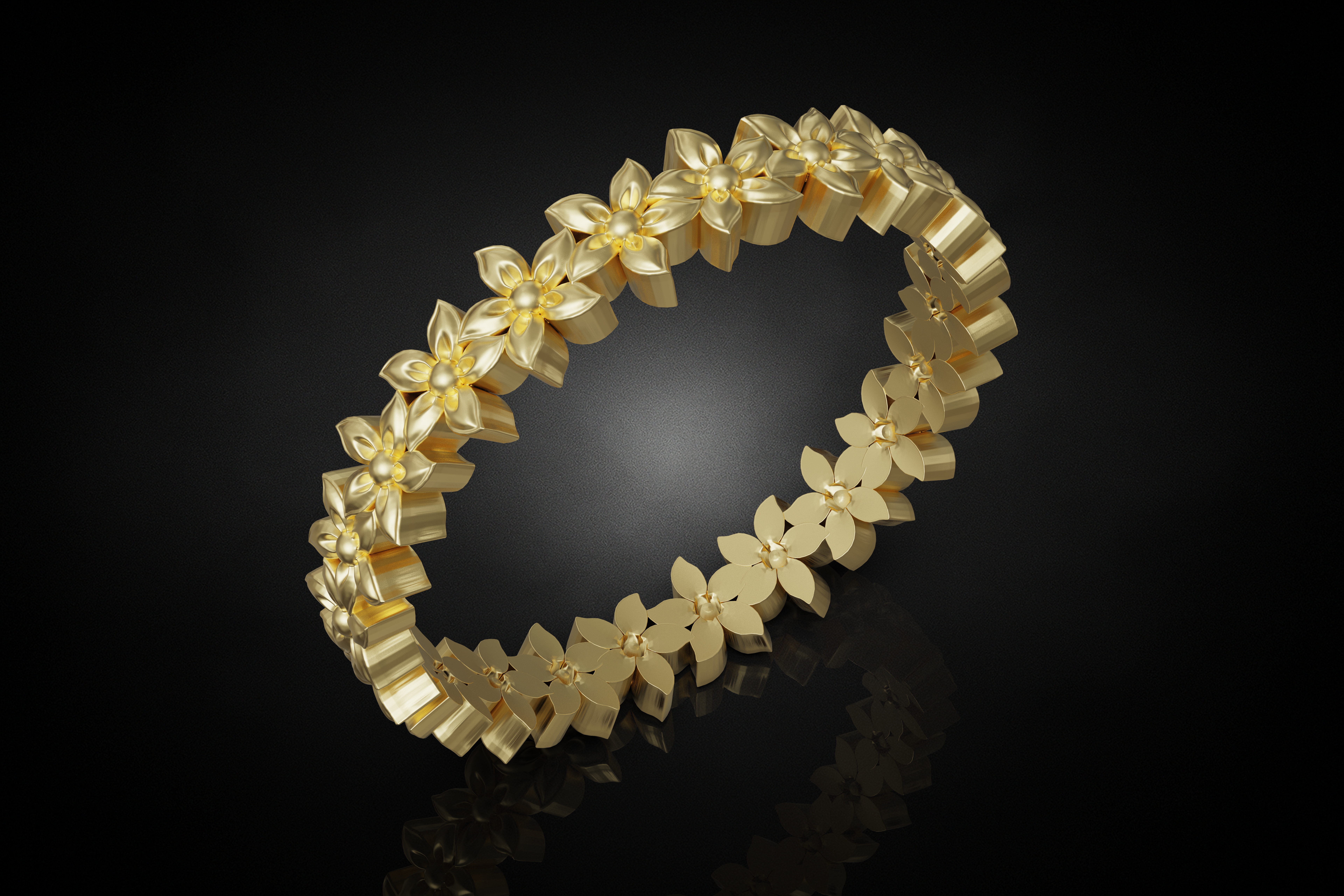 Floral Petal Diamond Eternity Band — view 6