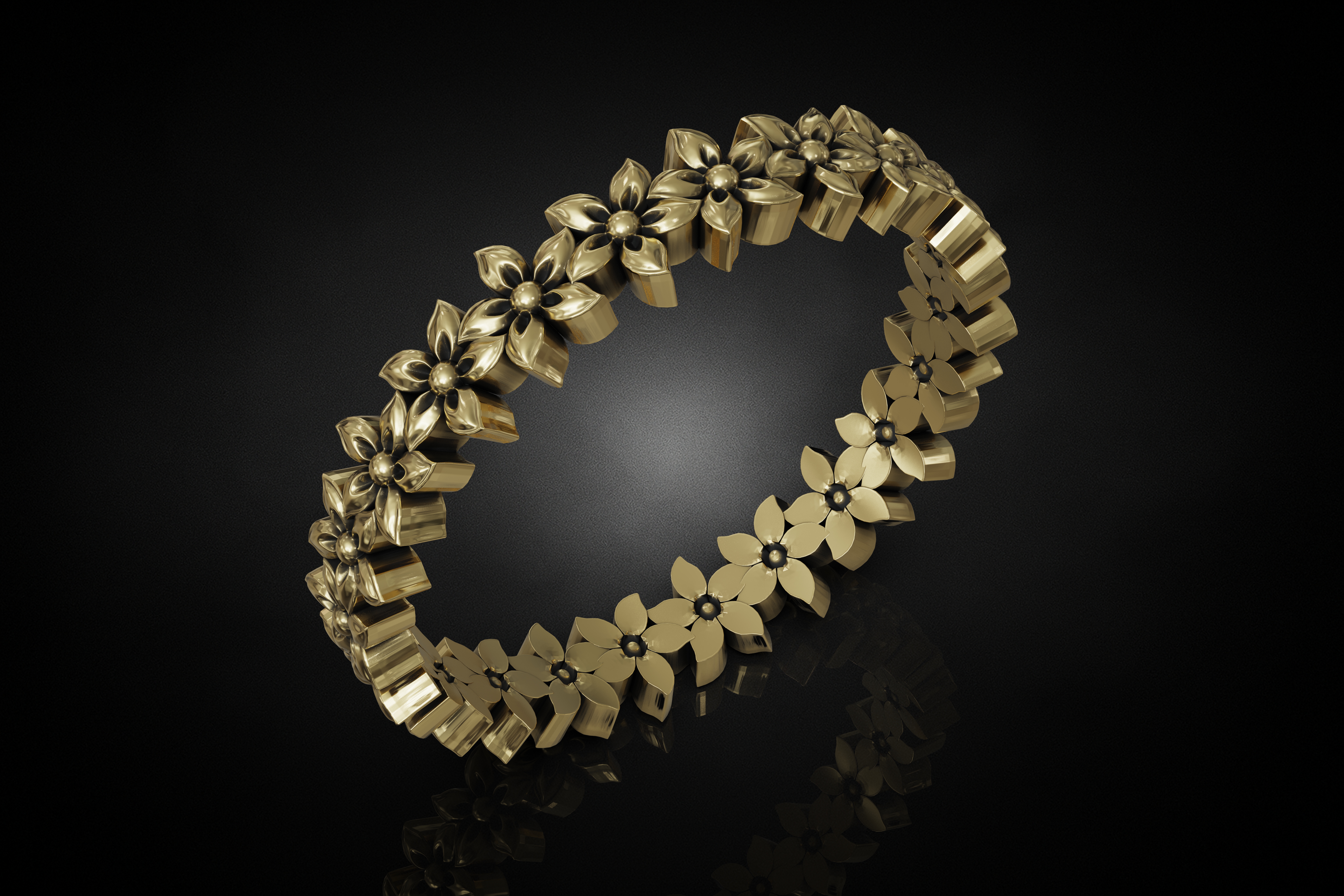 Floral Petal Diamond Eternity Band — view 4