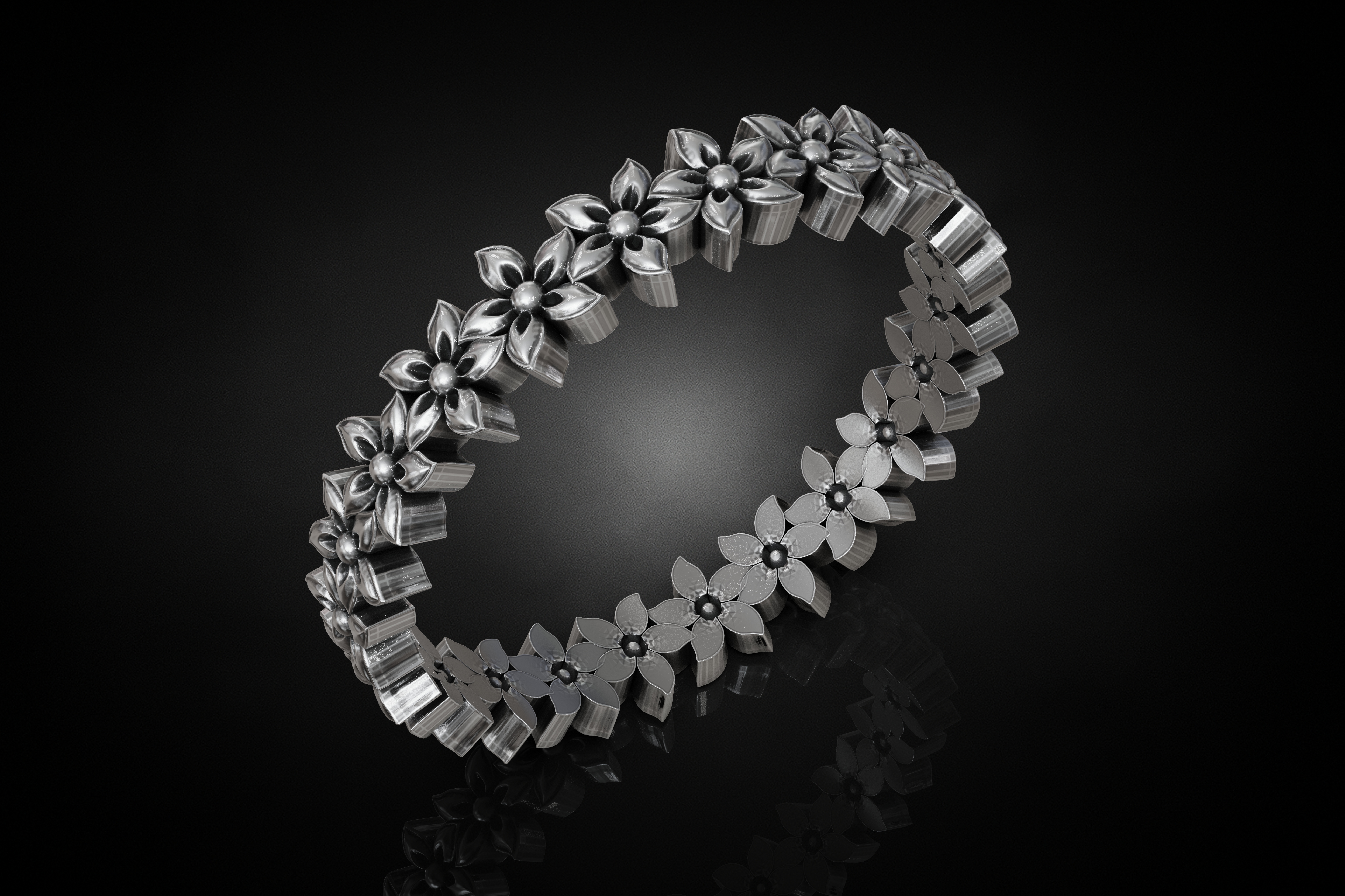 Floral Petal Diamond Eternity Band — view 2