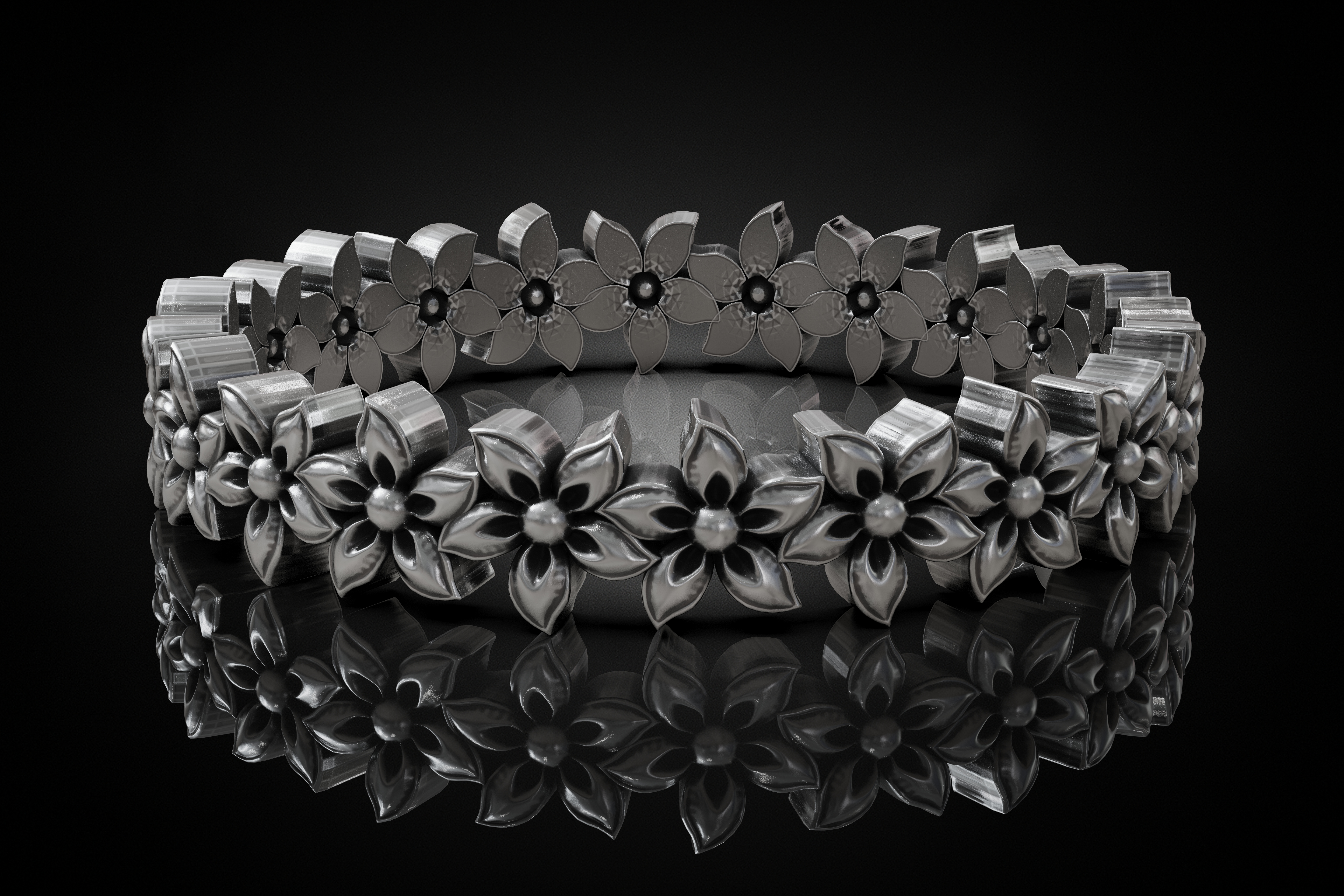 Floral Petal Diamond Eternity Band
