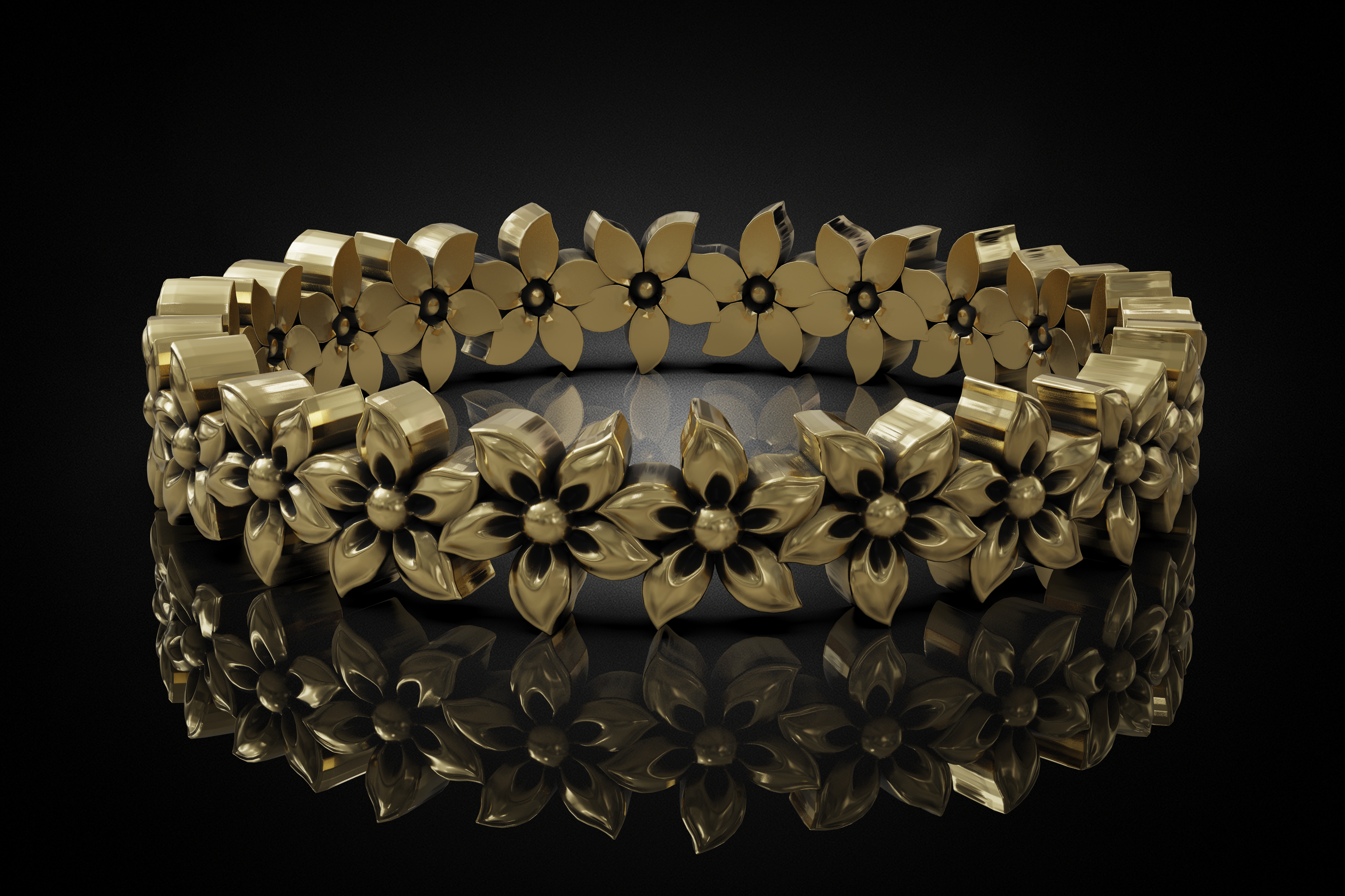 Floral Petal Diamond Eternity Band — view 3