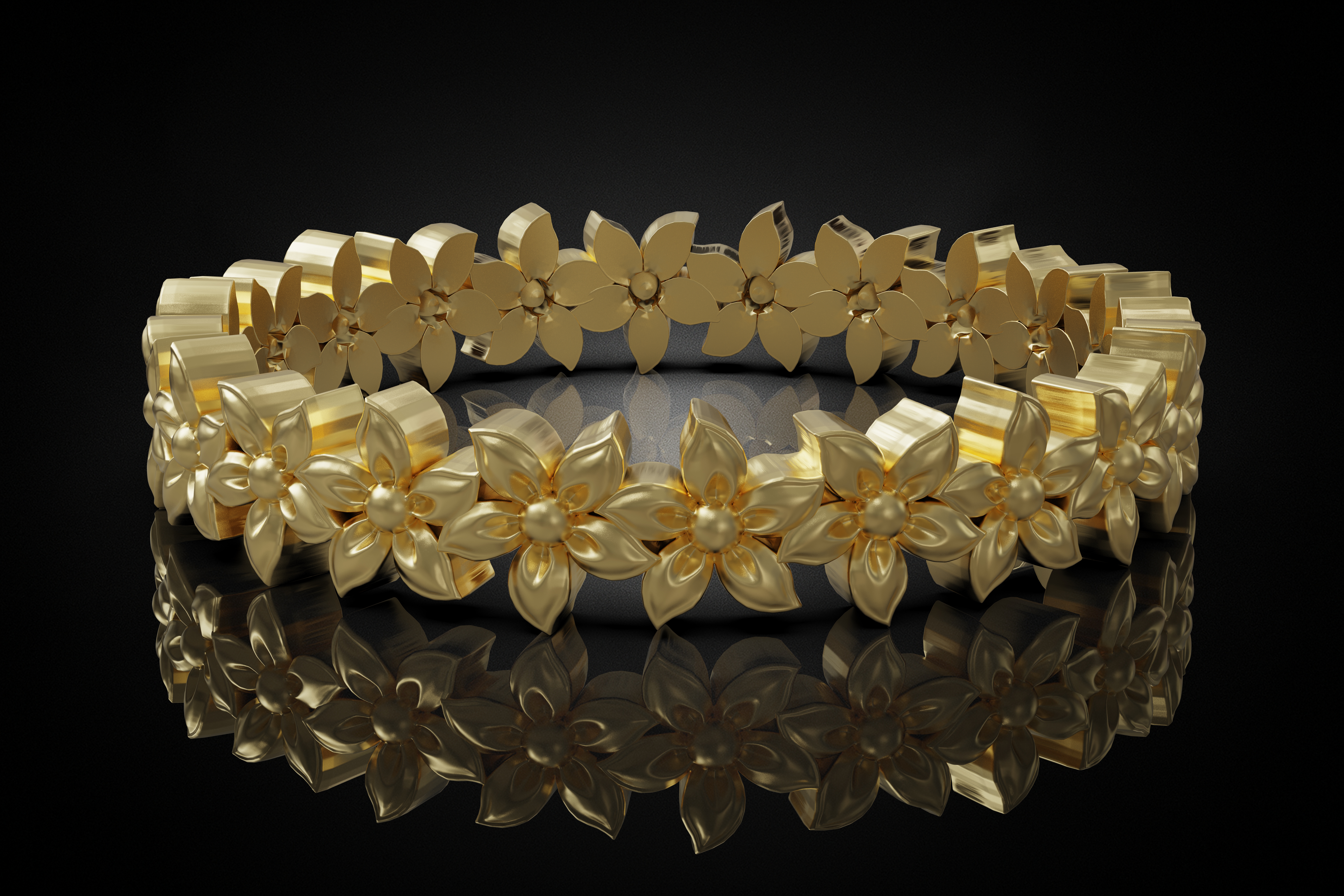 Floral Petal Diamond Eternity Band — view 5