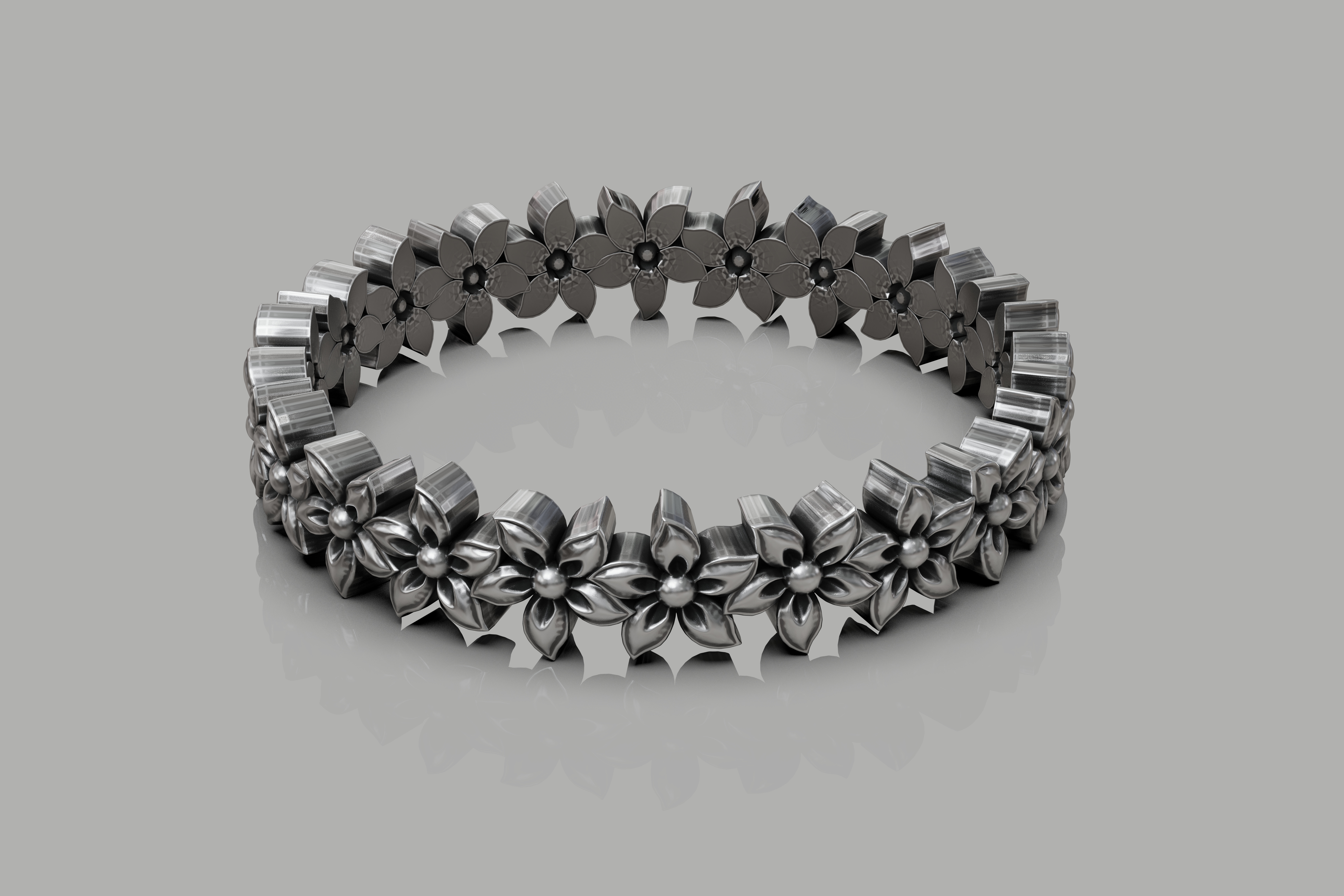 Floral Petal Diamond Eternity Band — view 7