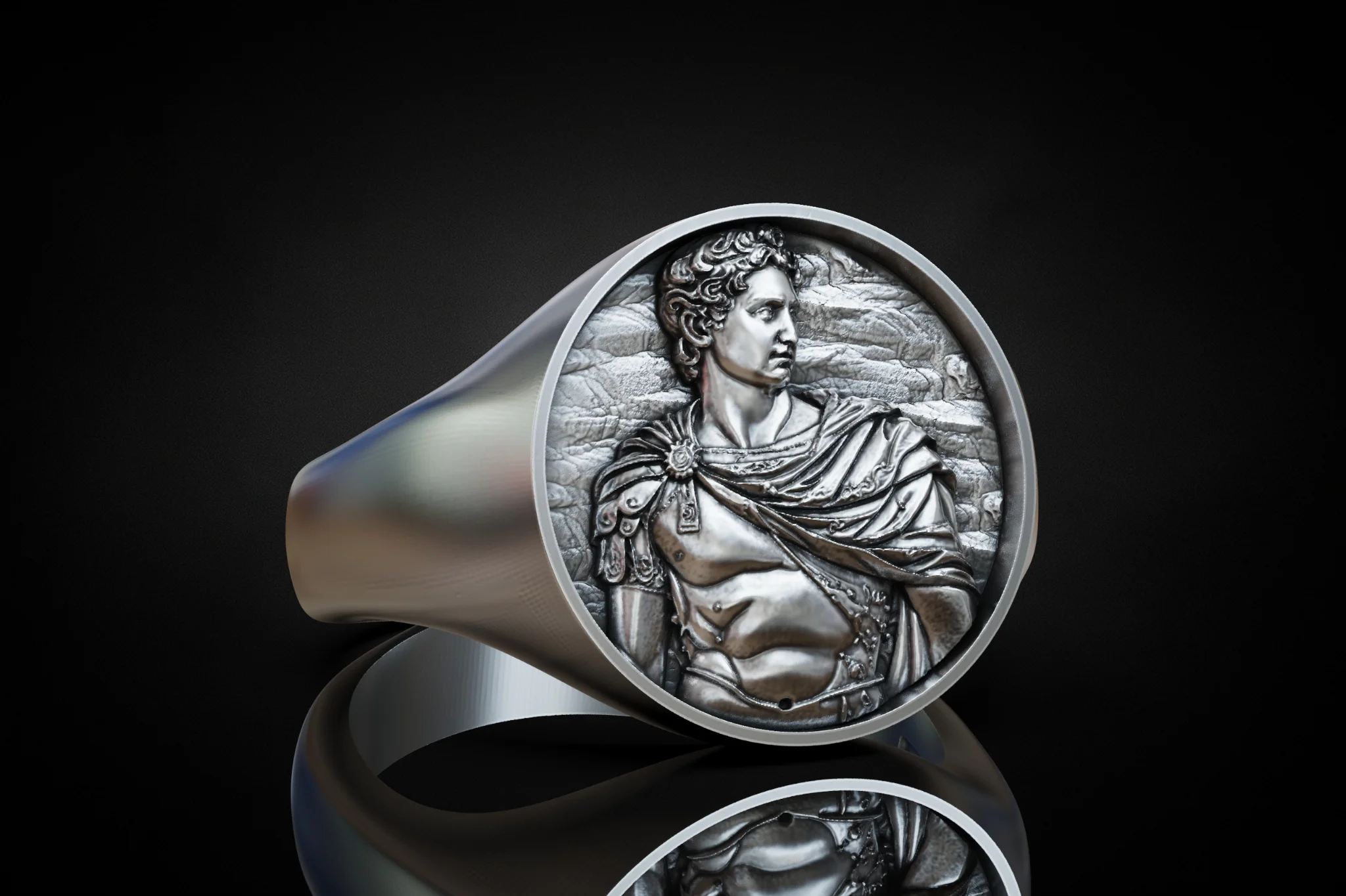 Roman Emperor Bas-Relief Signet Ring