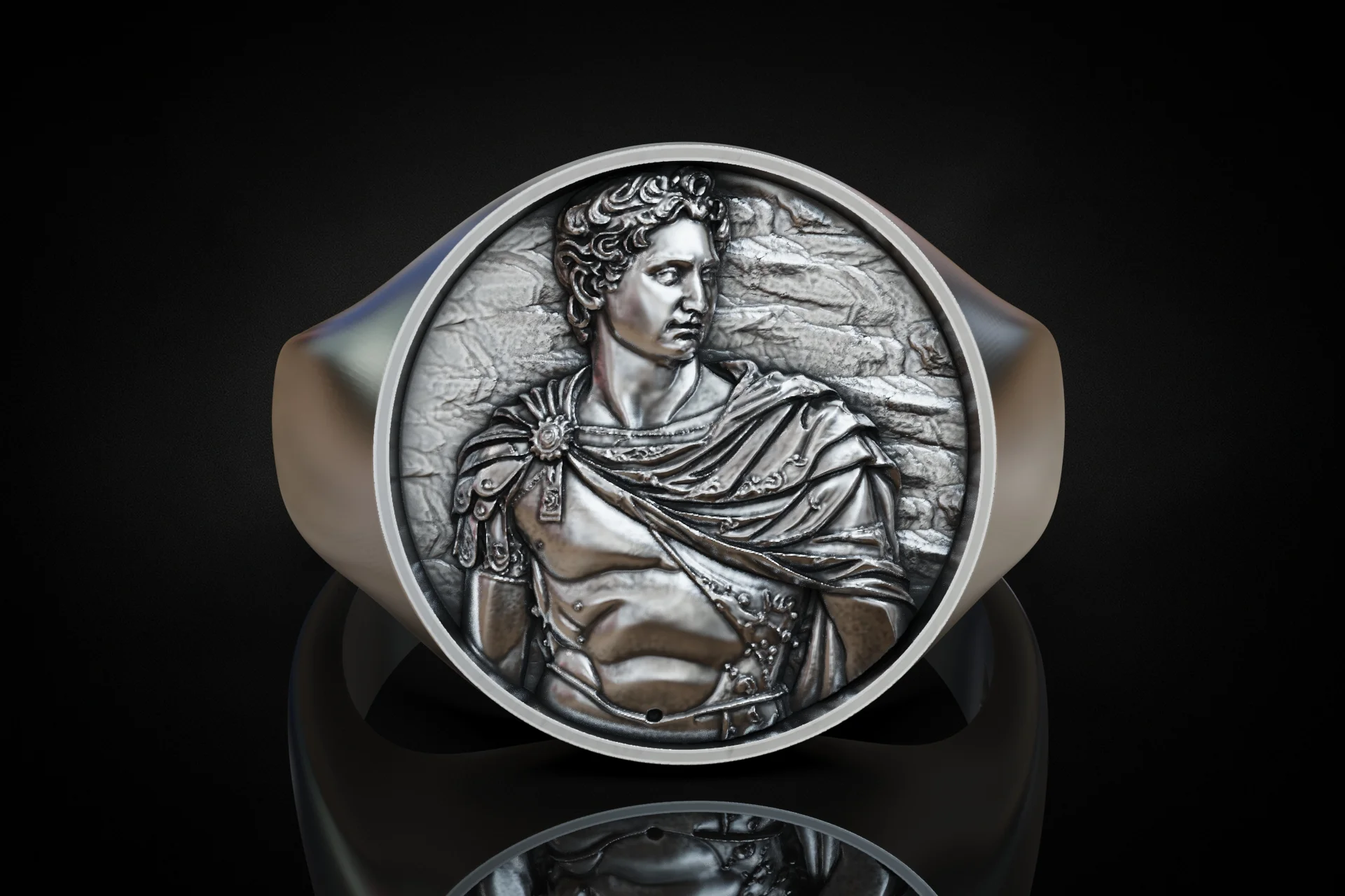 Roman Emperor Bas-Relief Signet Ring — view 2