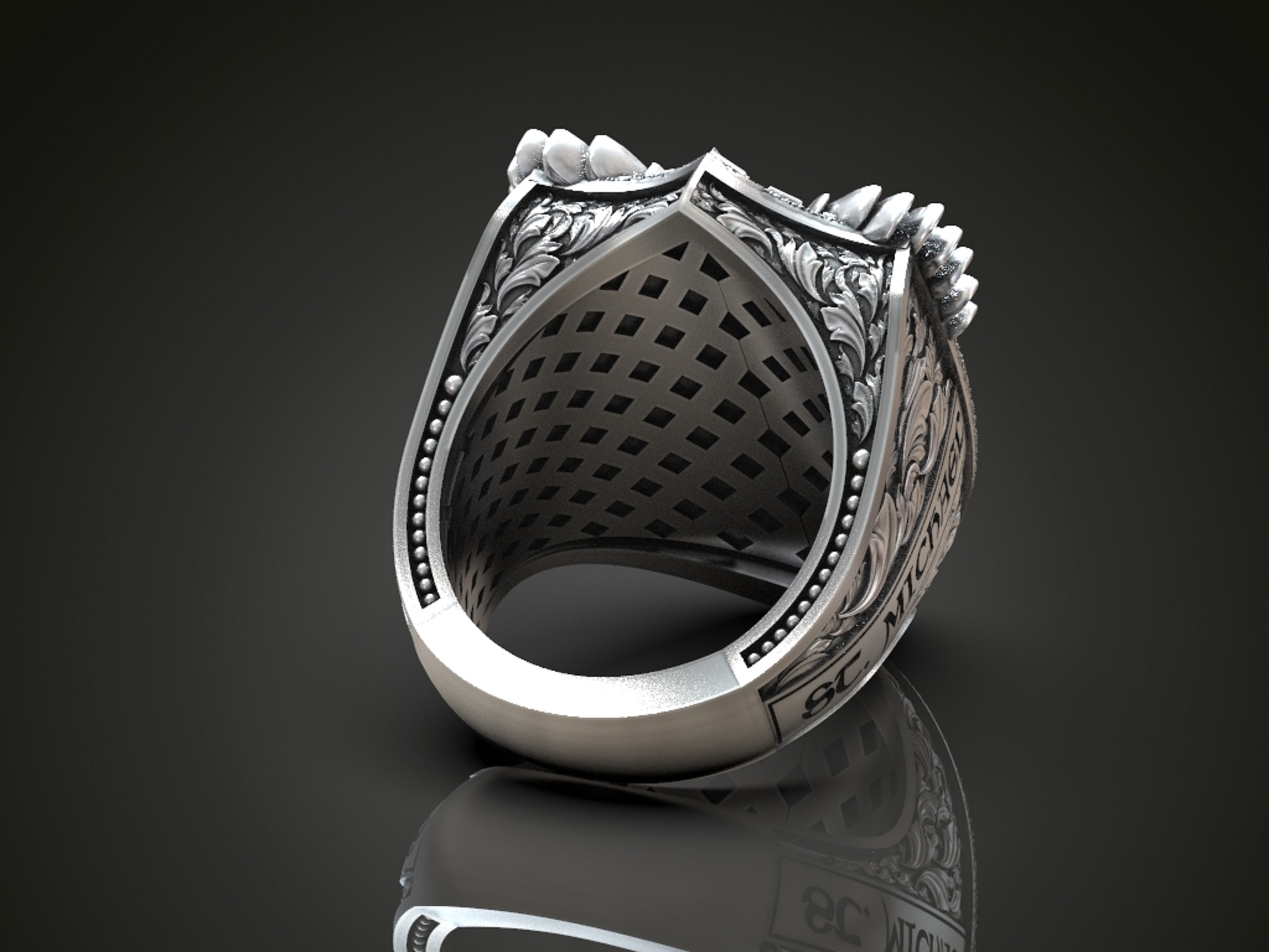 Ornate Archangel Michael Guardian Shield Ring — view 5
