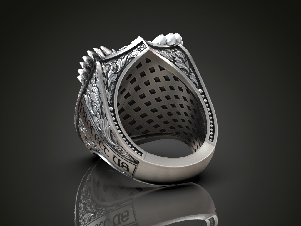 Ornate Archangel Michael Guardian Shield Ring — view 4