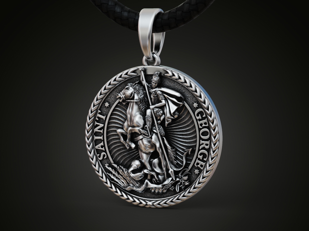Saint George Dragon Slayer Medallion Pendant — view 2