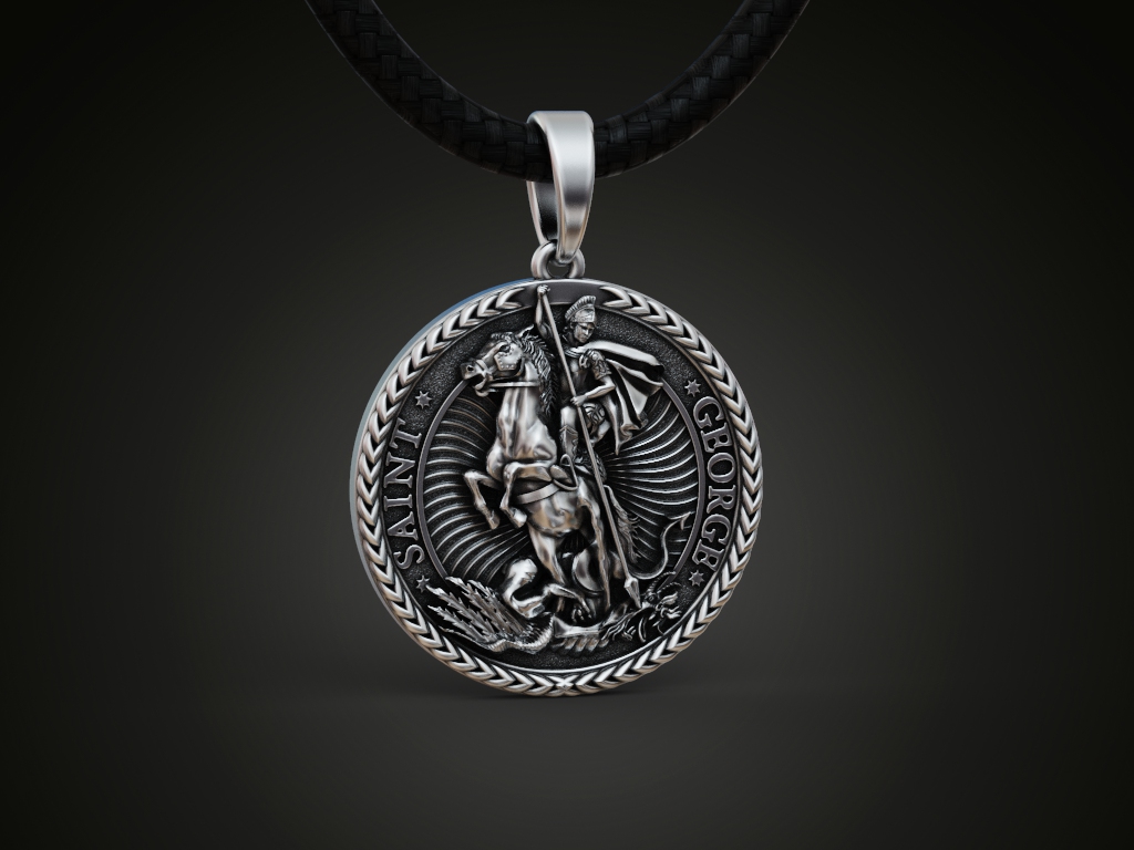 Saint George Dragon Slayer Medallion Pendant — view 3