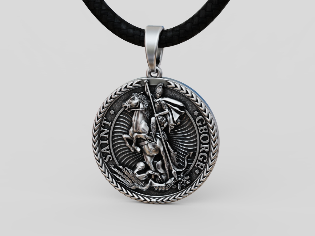 Saint George Dragon Slayer Medallion Pendant — view 7