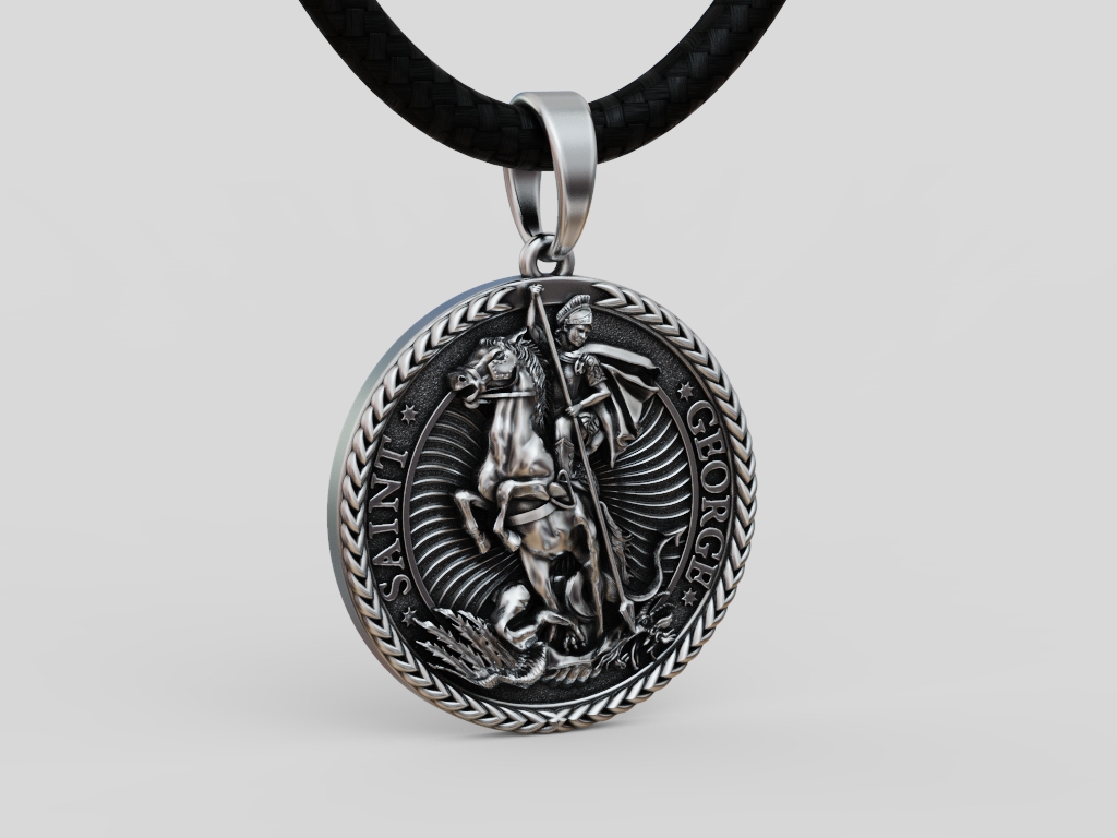 Saint George Dragon Slayer Medallion Pendant — view 4