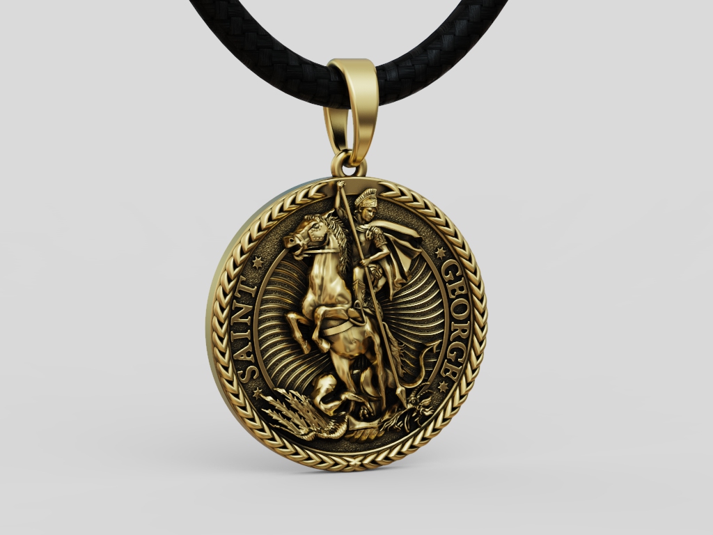 Saint George Dragon Slayer Medallion Pendant — view 6