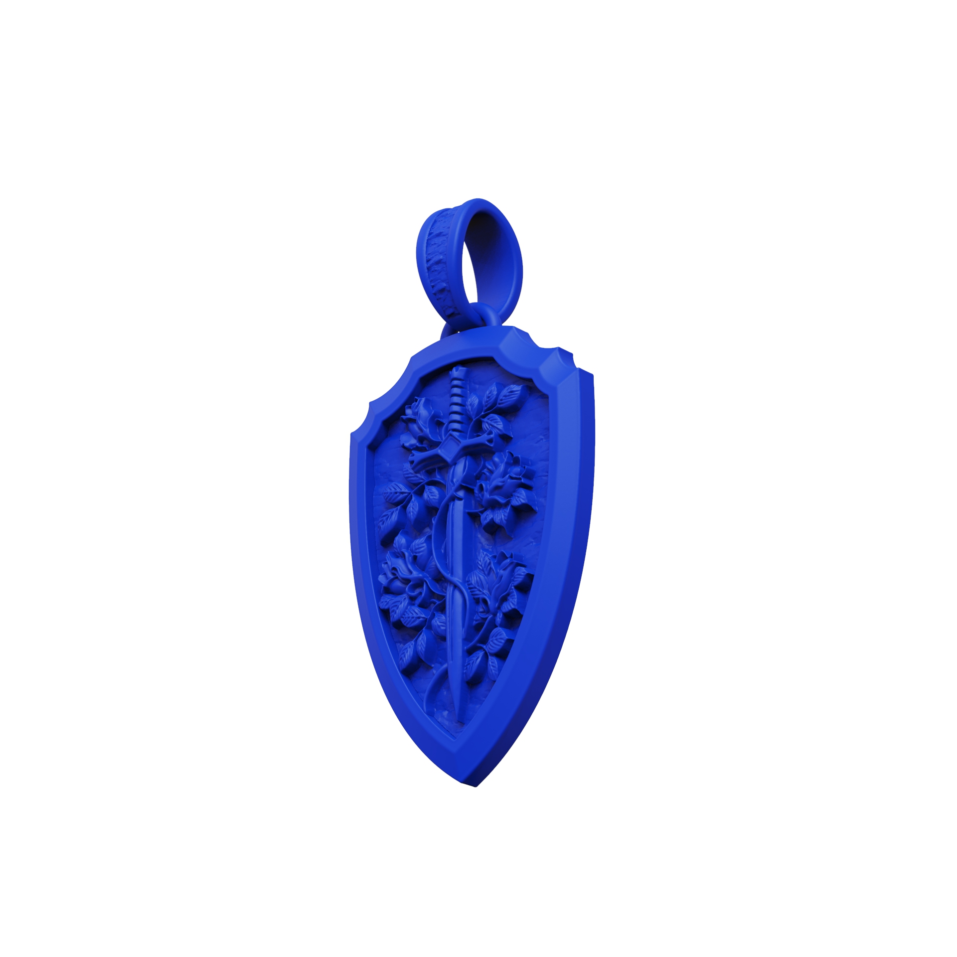 Romantic Sword Rose Shield Pendant — view 7