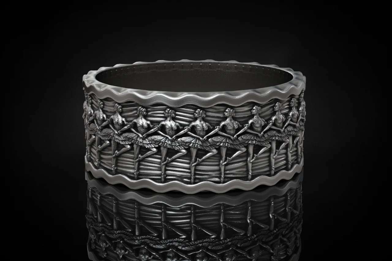 Ballerina Dancer Relief Wide Band Ring