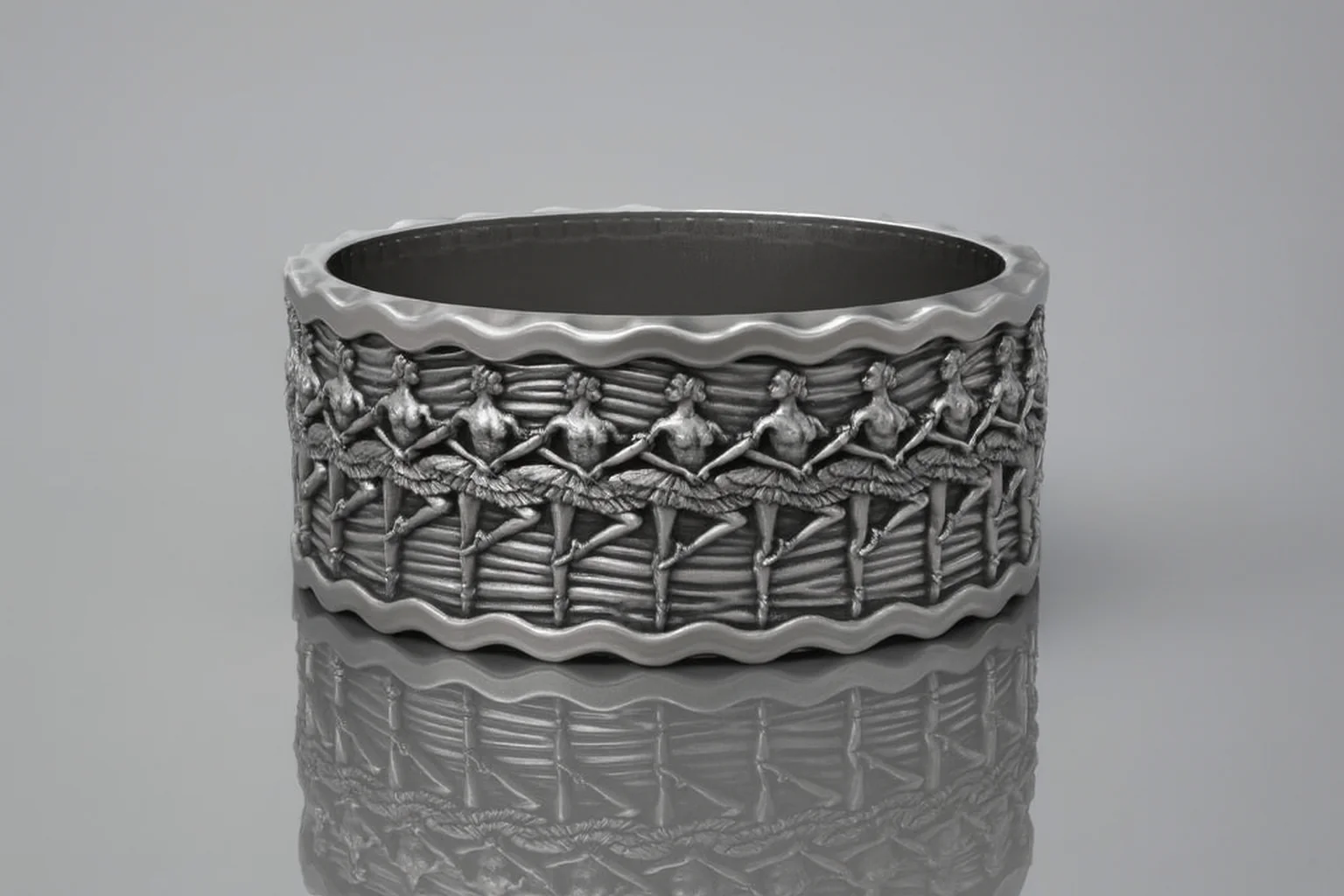 Ballerina Dancer Relief Wide Band Ring — view 5