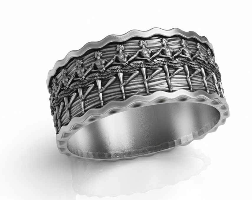 Ballerina Dancer Relief Wide Band Ring — view 8