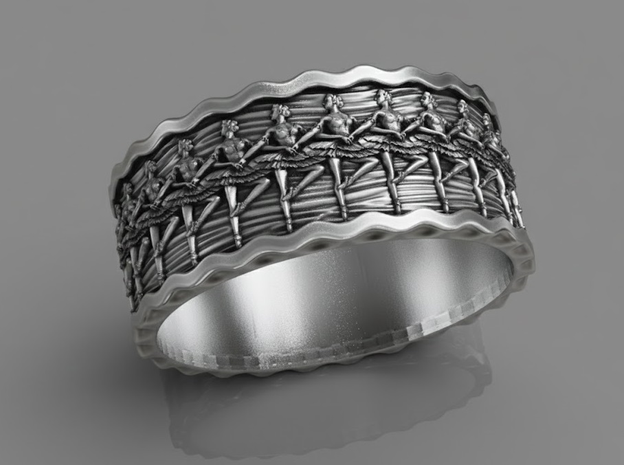 Ballerina Dancer Relief Wide Band Ring — view 6