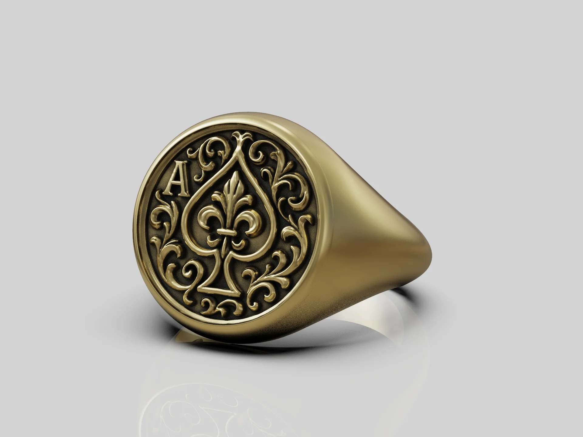 Ornate Ace of Spades Signet Ring — view 8