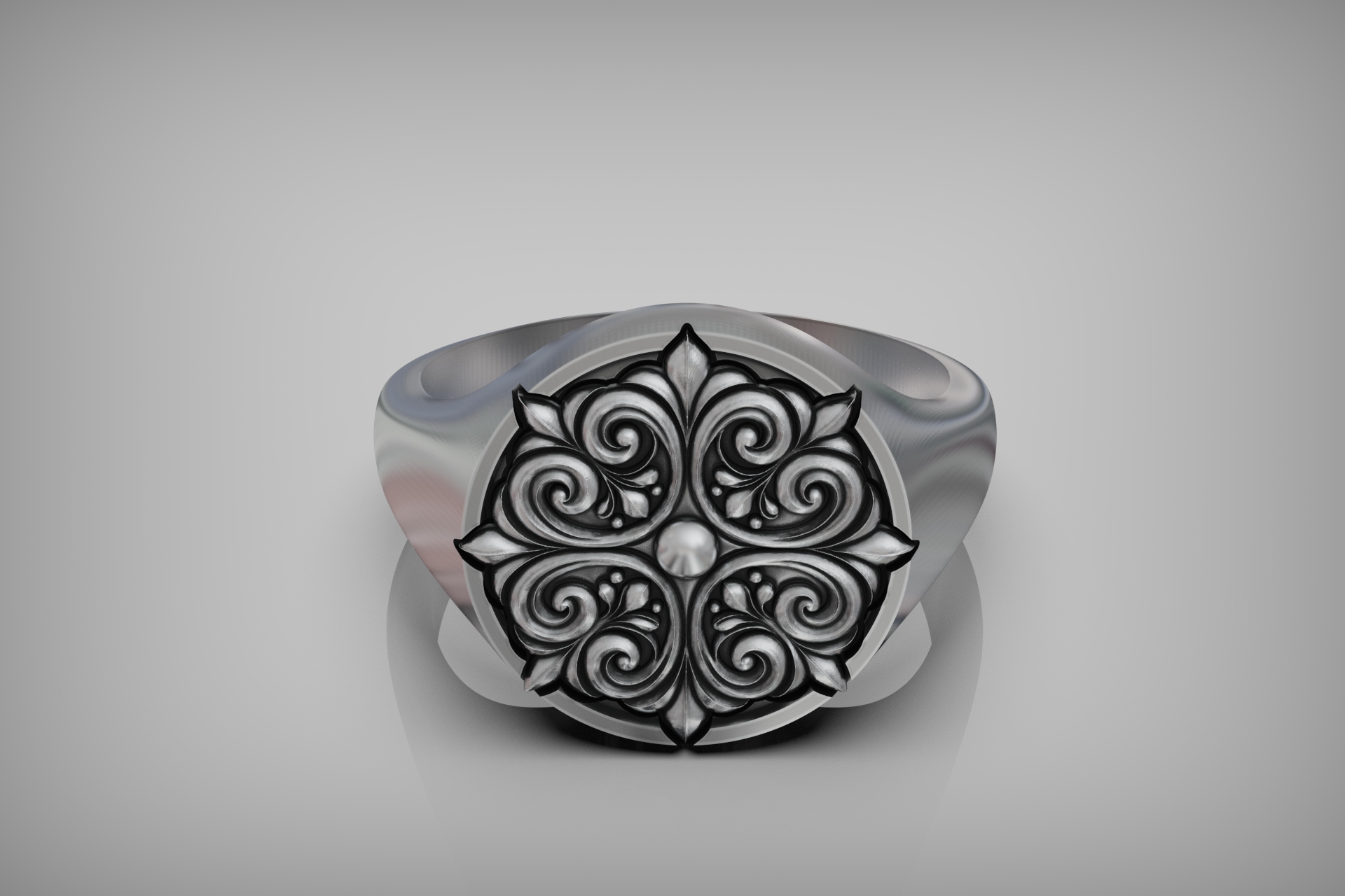Ornate Filigree Round Signet Ring — view 7