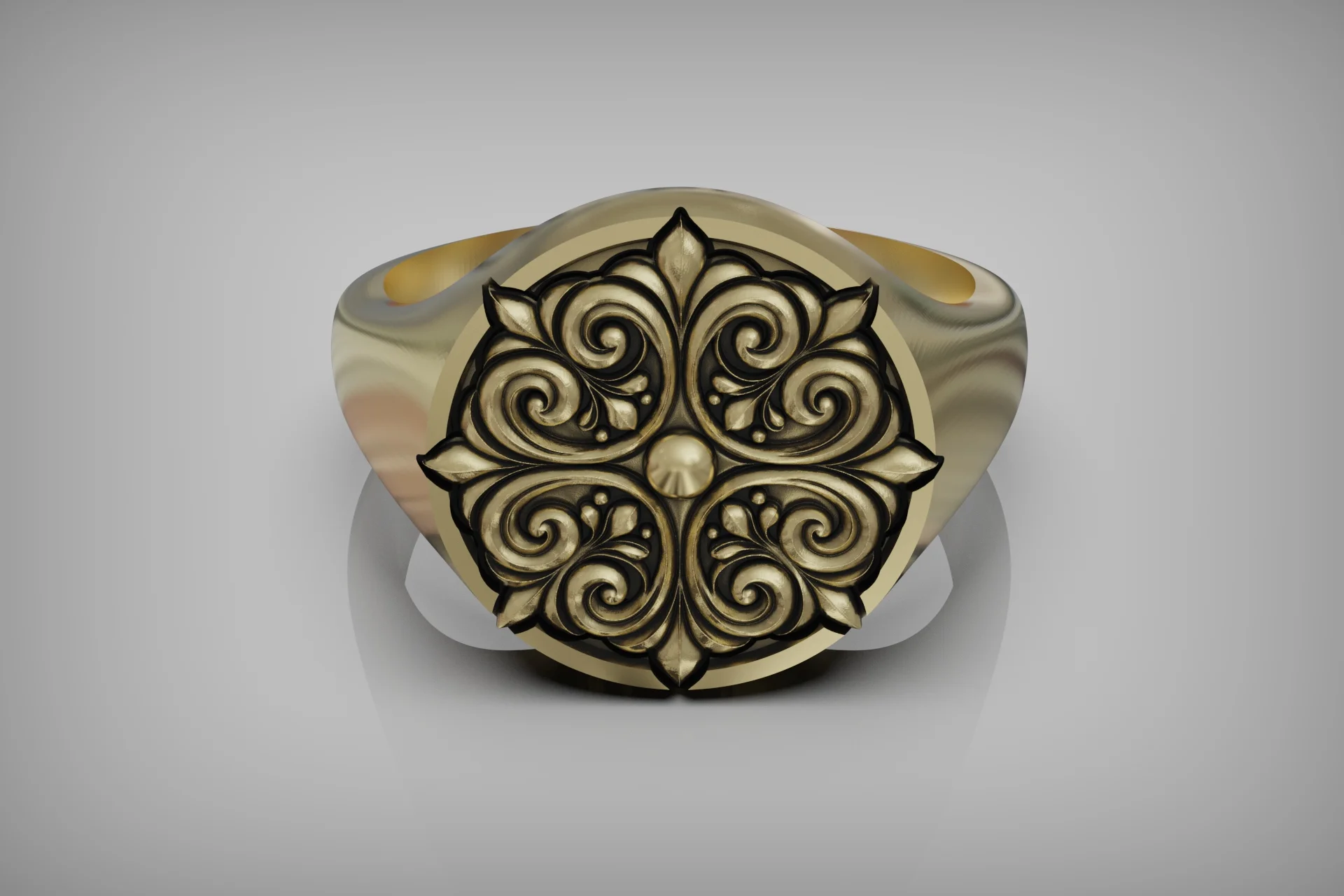 Ornate Filigree Round Signet Ring — view 8
